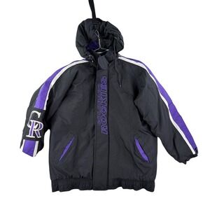 Vtg Starter Colorado Rockies MLB Puffer Jacket Full Zip Embroidered Men Large *